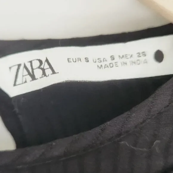 Zara Black Embroidered Peasant Top Size Small - Picture 5 of 7